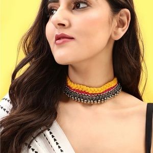 Antique gold toned statement choker necklace indian pakistani